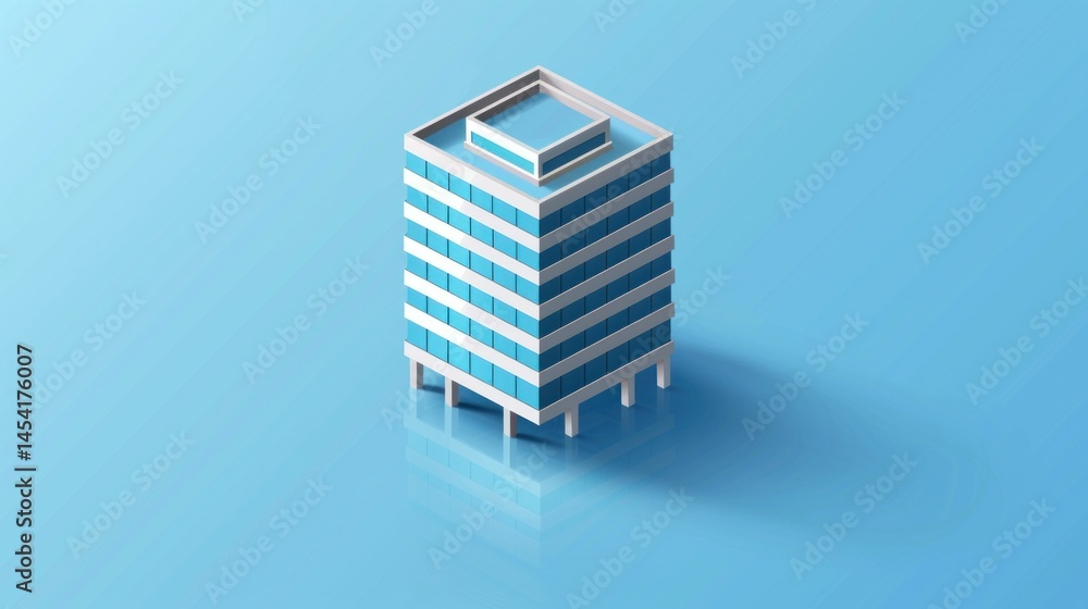 Poster modern office building icon with minimal design and shadow effect.