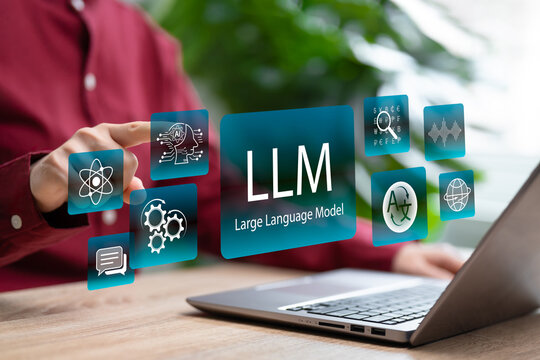 LLM, AI Large Language Model concept, Businesswoman use laptop and an application with general-purpose language generation capability, Chat AI, Automation, Machine learning, Big Data analysis Document
