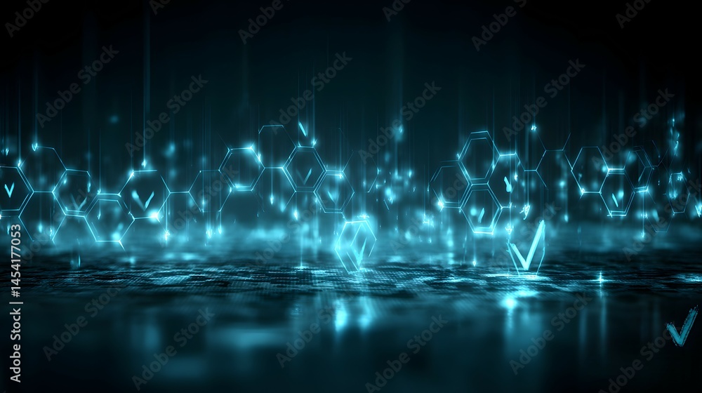 Poster blockchain technology enhancing smart id validation digital world visual representation futuristic e