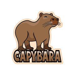 Cartoon character animal capybara isolated on white background.	