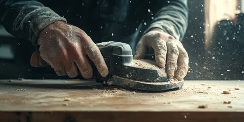 Skilled craftsperson working on intricate woodworking project, using a variety of hand tools.