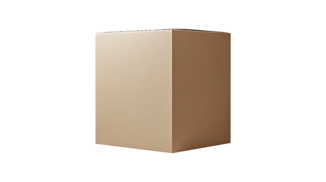 Plain Cardboard Box Positioned on Clear Background