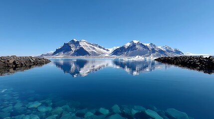 Arctic Serenity Glacial Reflection in Greenlands Fjord.