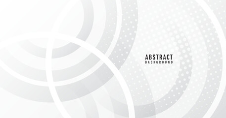 Fototapeta na wymiar White abstract background overlap layer on bright space with circles effect decoration. Modern banner with lines style. Graphic design element stripes concept for web, flyer, card, or brochure cover