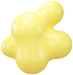 3D Yellow Playful colorful shape, creative graphic abstract form isolated clipart. Render of geometric modern y2k illustration