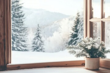 winter landscape with window