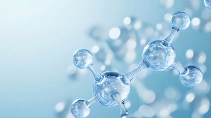 青色透明な分子構造の3Dレンダリング 科学的背景を強調したデザイン
