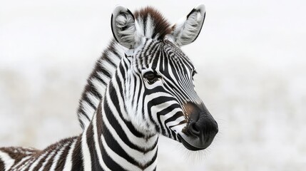 Fototapeta premium Close-up of a zebra's head and shoulders. Distinct black and white stripes