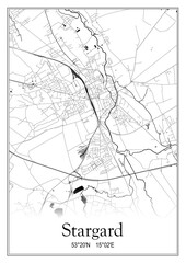 Obraz premium Czarno-Biała mapa Stargardu