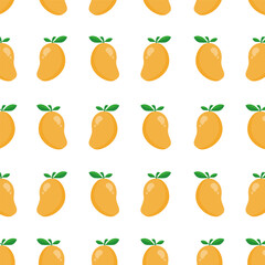 Mango seamless pattern. Fruit illustration. Healthy food cartoon. Can be used for wallpaper, paper wrapping and fashion fabric