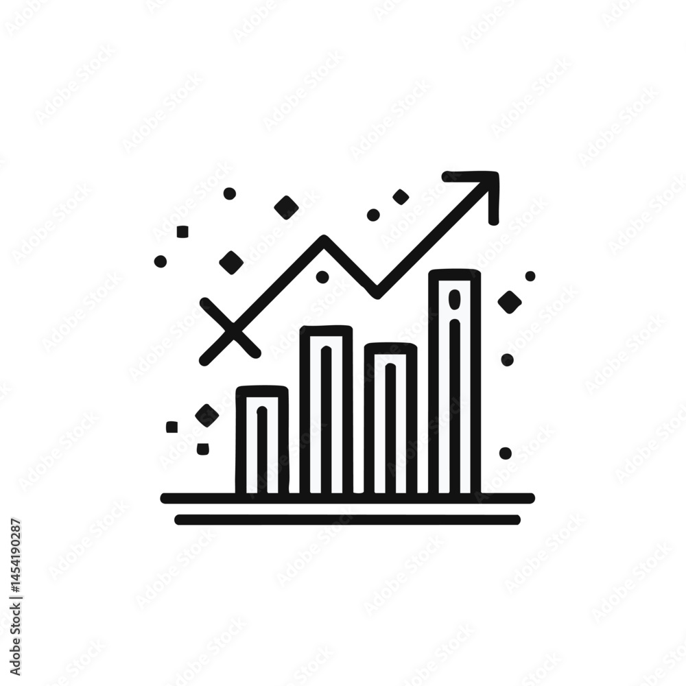 Poster ascending bars chart with upward arrow