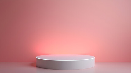 Minimalist display platform against a soft pink background for creative presentations.