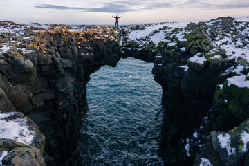 Coastline view in Arnarstapi in Snaefellsnes peninsula (Iceland)