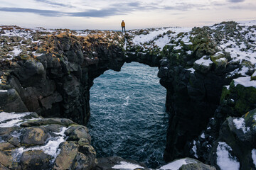 Coastline view in Arnarstapi in Snaefellsnes peninsula (Iceland)