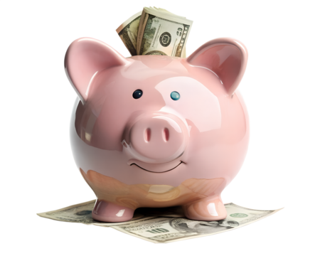 piggy bank and money