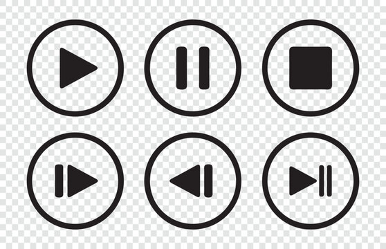 player interface icon. play button icon. Play and pause buttons icon set, ideal for media players. Vector illustration Eps 10
