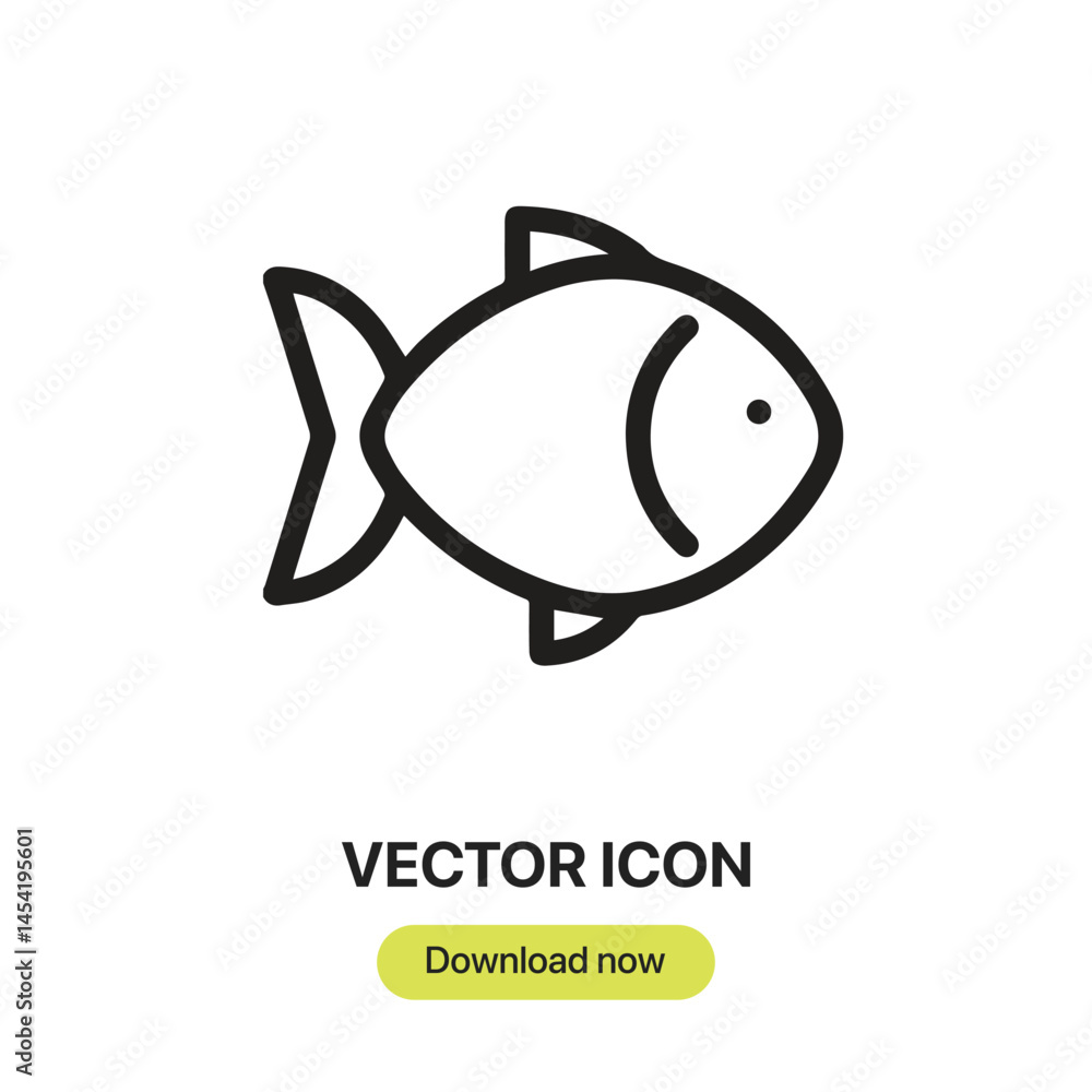 Aufkleber Fish icon vector. Linear-style sign for mobile concept and web design. Fish symbol illustration. Pixel vector graphics - Vector.	