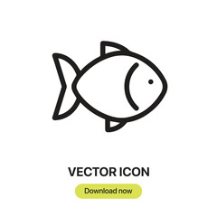 Fish icon vector. Linear-style sign for mobile concept and web design. Fish symbol illustration. Pixel vector graphics - Vector.	