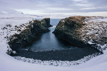 Coastline view in Arnarstapi in Snaefellsnes peninsula (Iceland)