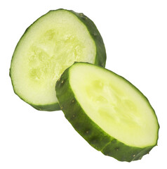 Fresh raw cucumber  falling in the air isolated on white background. Food levitation or zero...
