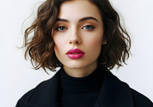 modern minimalist portrait with striking makeup and intense gaze representing authenticity and self-expression  - Powered by Adobe