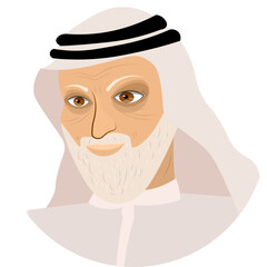 Vector people. Avatar. An old Arab man in traditional clothing. Vector