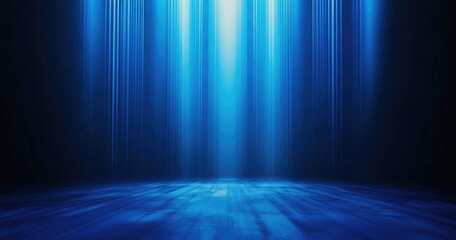 Empty Studio with Blue Gradient Background for Product Display, Presentation and Business Concept Featuring Copy Space