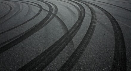 Tire tracks on asphalt