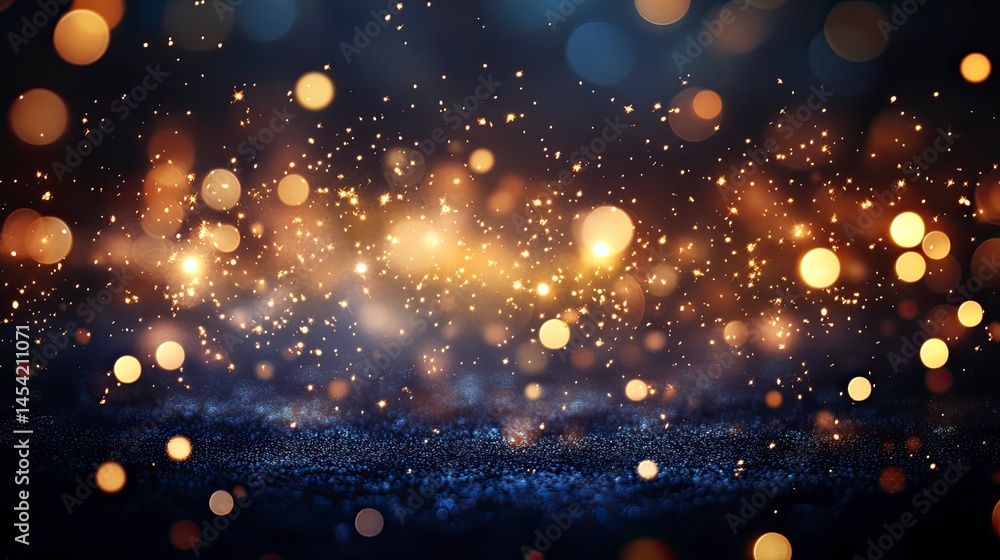 Poster golden light bokeh effect with dark background
