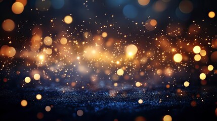 Obraz premium Golden Light Bokeh Effect with Dark Background