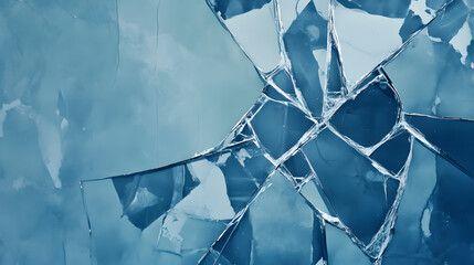 A cyanotype showing a broken mirror, on green screen background.