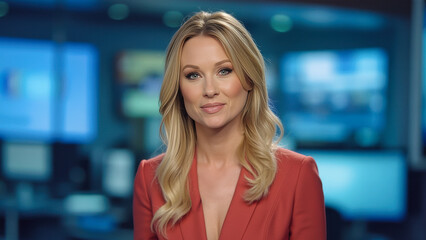 Fototapeta premium Middle Aged Blond News Anchor