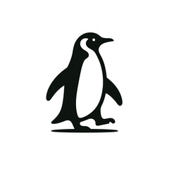 Black silhouette of a penguin walking logotype