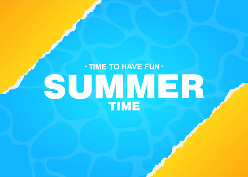 Banner design with a summer theme with dominant colors of yellow and blue