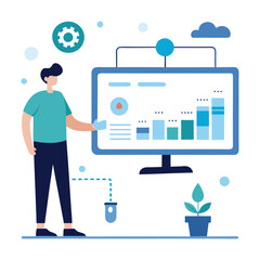 Fototapeta premium A landing-page-featuring-a-person-monitoring. 