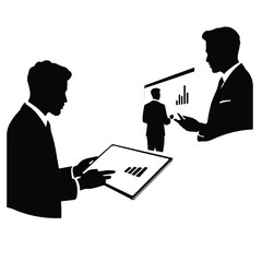 A silhouette of Business Marketing men and women taking part in vector on a white background