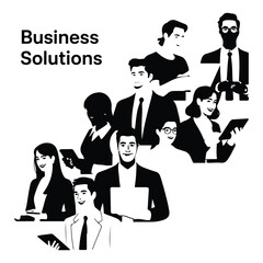 A silhouette of Business Marketing men and women taking part in vector on a white background