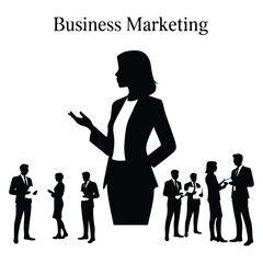 A silhouette of Business Marketing men and women taking part in vector on a white background
