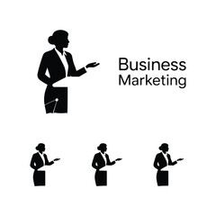 A silhouette of Business Marketing men and women taking part in vector on a white background