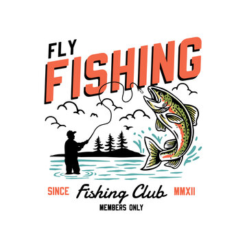 Hand-drawn fishing graphic. Vector fish illustration. Perfect for t-shirt prints, posters, stickers, and other uses.