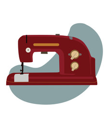 red Sewing machine. Vector flat illustration
