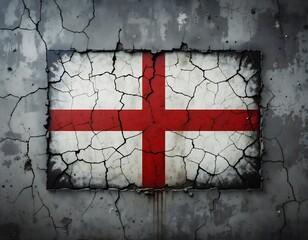 Isolated Cracked England Flag on Wall – Grungy Abstract Art