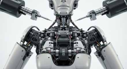 Advanced humanoid robot with mechanical arms and exposed components