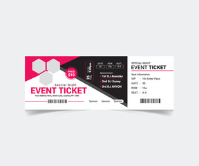 Event Ticket Template Design with Vector File