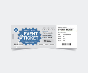 Event Ticket Template Design with Vector File