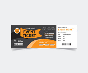 Event Ticket Template Design with Vector File