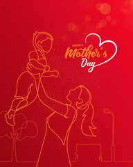 Fototapeta premium Happy Mother's day with creative concept. Mother's day holiday Background with mother's day celebration . Greeting card, 3d vector illustration.