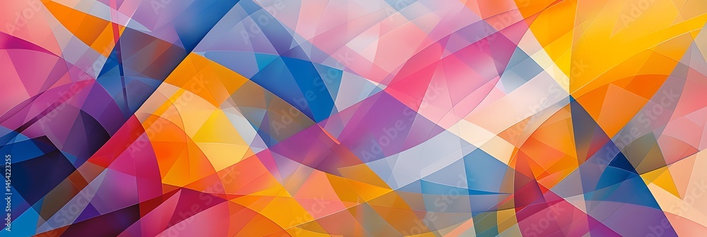 Poster vibrant abstract background of overlapping, translucent colorful shapes and curves. dynamic, playful