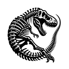 T Rex Dinosaur Skeleton White Background Logotype