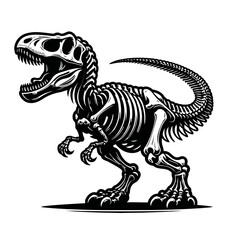 T Rex Dinosaur Skeleton White Background Logotype